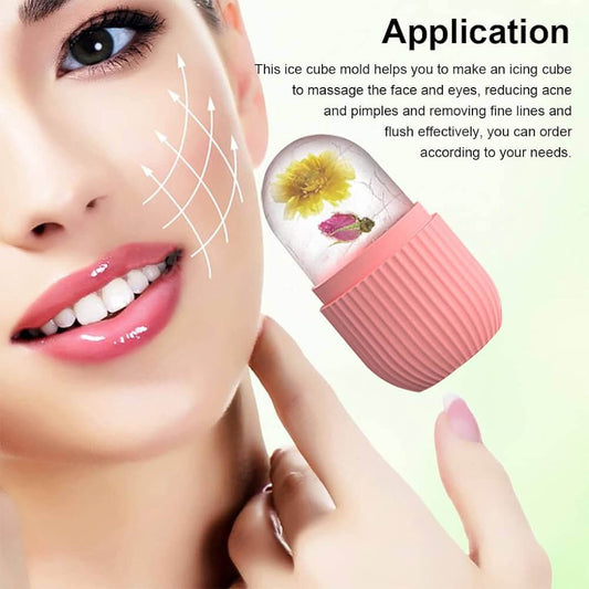 Silicone Ice Roller Facial Massage for Cryotherapy - Beauty Skin Care Massage for Collagen Regrowth & Skin Strengthening